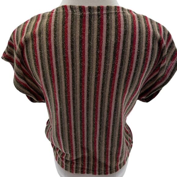 Zara Multicolor Sparkle Fabric Twisted Front Cropped V-Neck Top- S - Picture 3 of 8